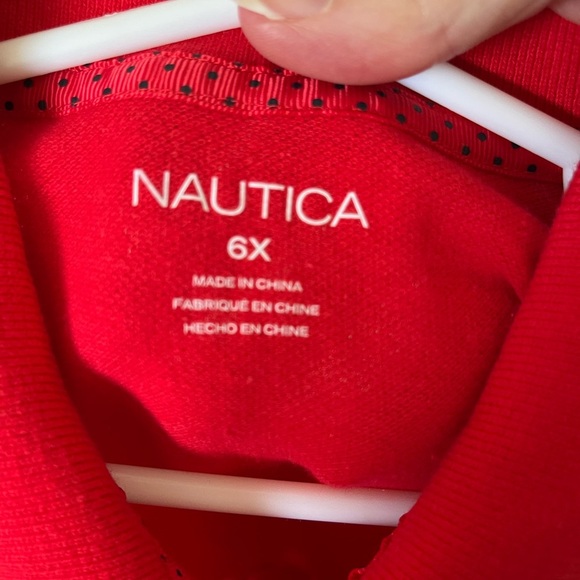 Girls Nautica 6x drop waist polo dress with polka dot ribbon, new without tags - Picture 9 of 9